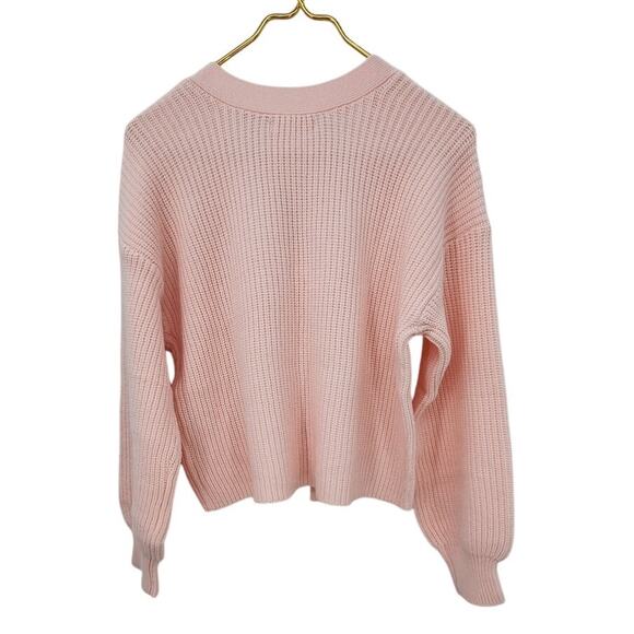 New NWT Aeropostale Light Pink Tie Front Chunky Knit Oversized Sweater Medium - Picture 7 of 14